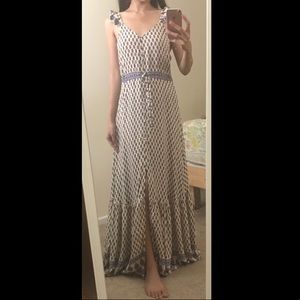 Bohemian Maxi Backless Dress with Front Slit